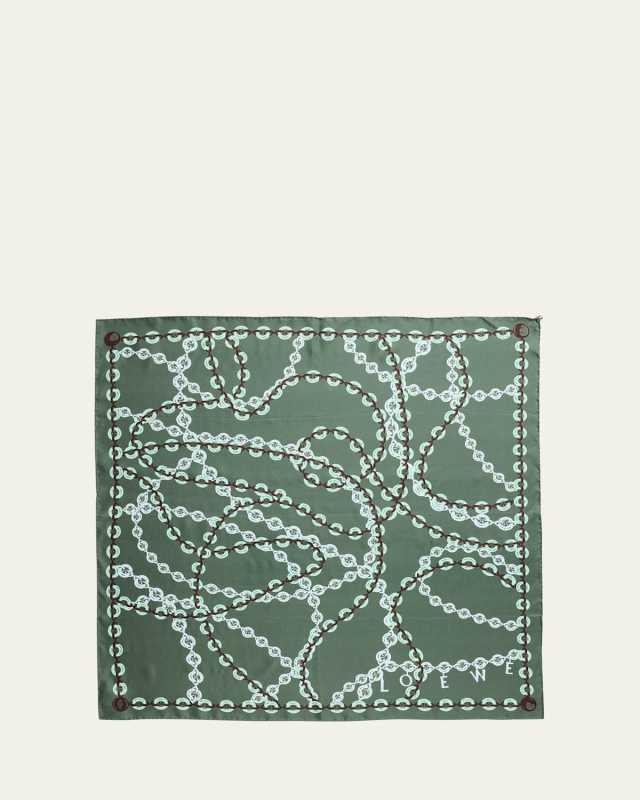 Donut Chain Printed Silk Scarf with Detachable Pebble